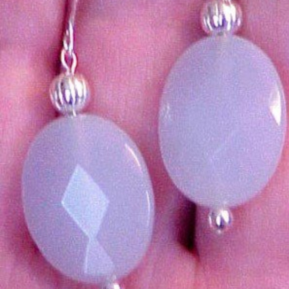 HANDMADE in USA  CHalcedony + FW Pearls   Necklace and earrings - Picture 2 of 5